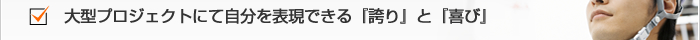 大型プロジェクトにて自分を表現できる『誇り』と『喜び』